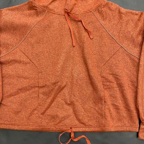 PrAna‎ Ziller Sweatshirt Women Small Orange Hooded Pullover Gingerbread Wool New - Picture 9 of 16